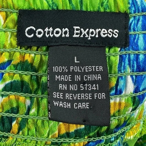 COTTON Express Green Blue Floral Print Open Back Halter Sleeveless Blouse - Picture 9 of 11